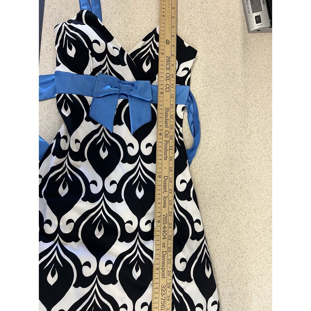 Y2K Taboo S Abstract Mini Dress Black Teal White Bow Detail‎ Retro Indie Party - Picture 14 of 15